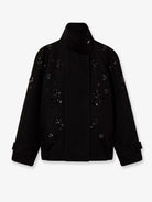 Golden Goose Deluxe Brand Black denim jacket with floral details in sequins and crystals