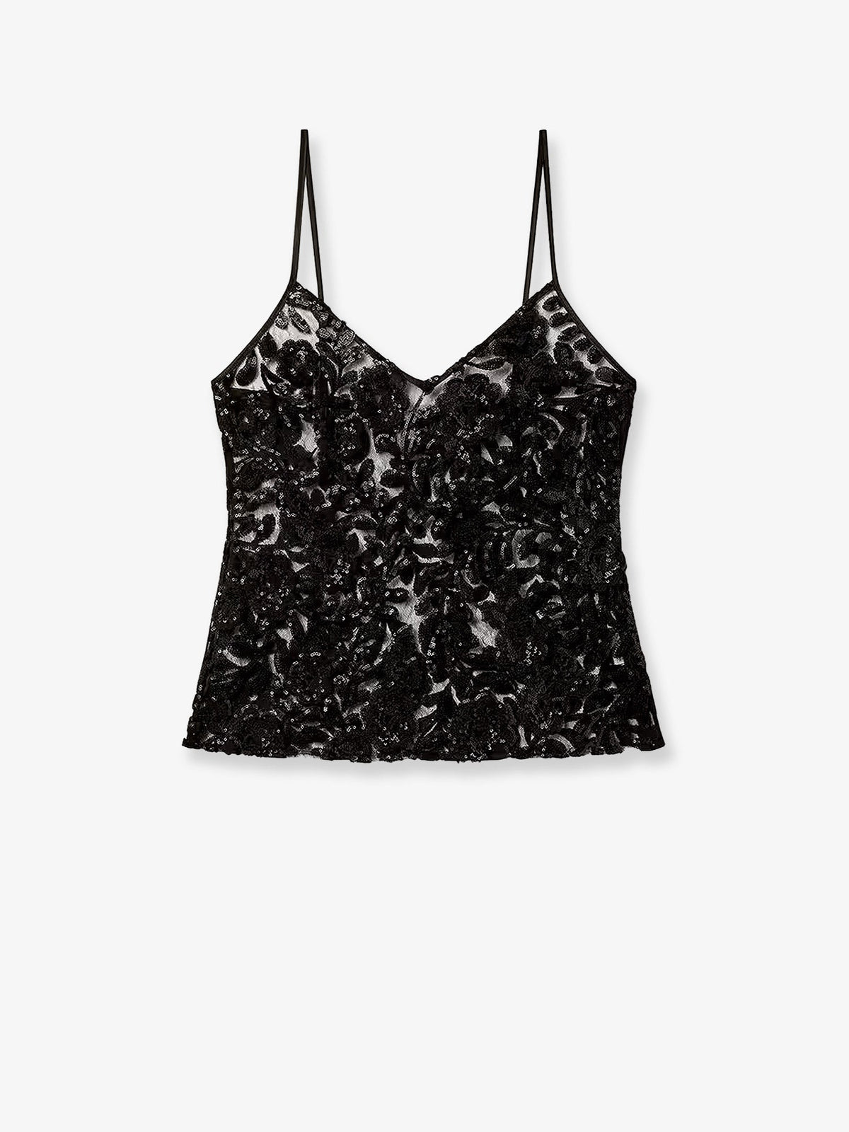 Golden Goose Deluxe Brand Tulle top with sequins embroidery - Black