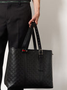 Gucci GG Emblem  leather shopping bag with embossed GG motif - Black