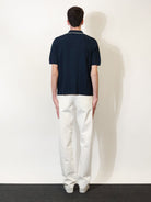 Gucci Viscose blend polo shirt with front Horsebit embroidery - Ink Mix