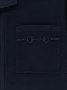 Gucci Viscose blend polo shirt with front Horsebit embroidery - Ink Mix