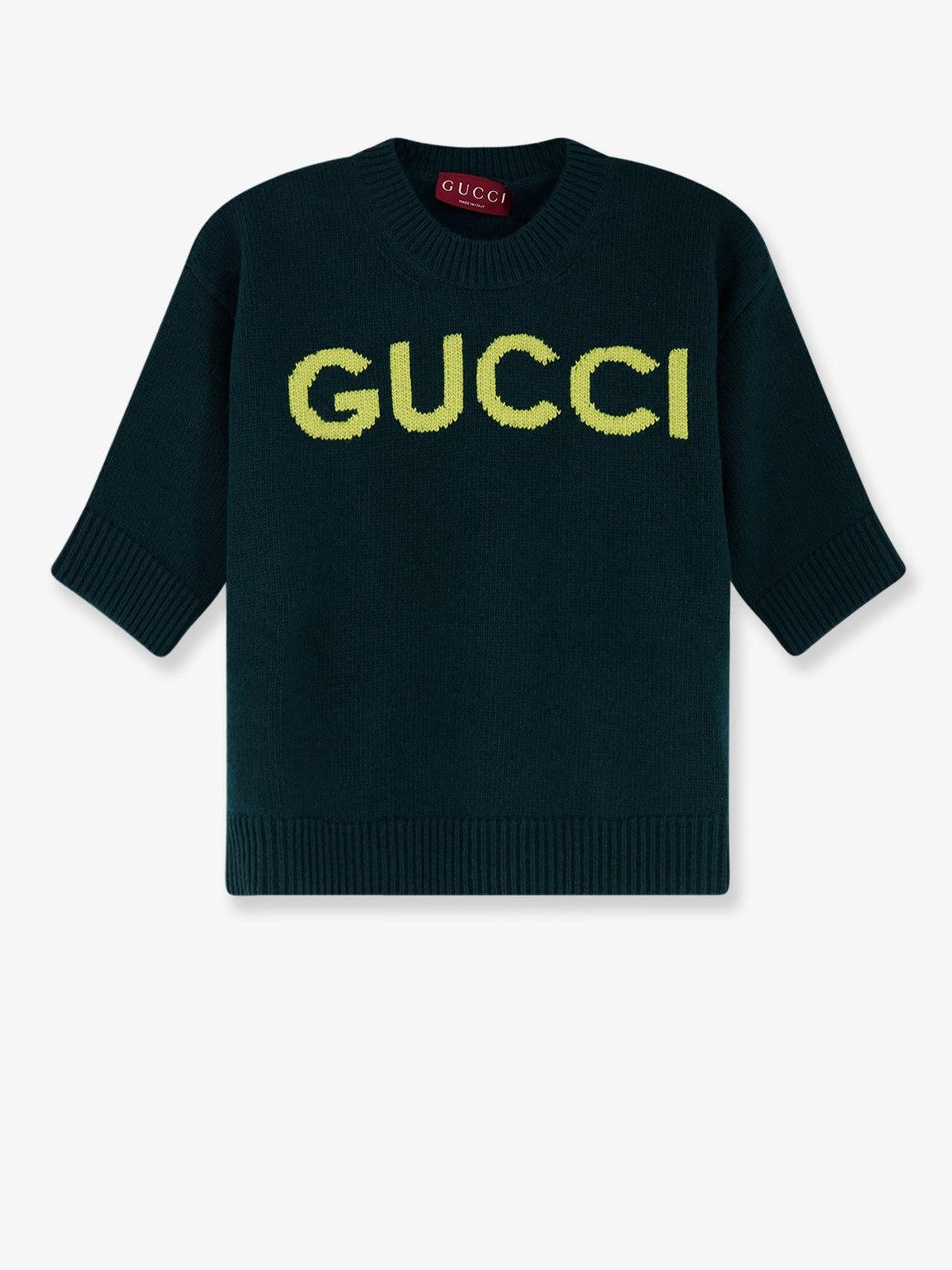 Gucci Wool sweater with frontal logo embroidery - Pine Green