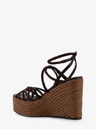 Jimmy Choo Nyra leather and raffia sandals - Chocolatecoffee