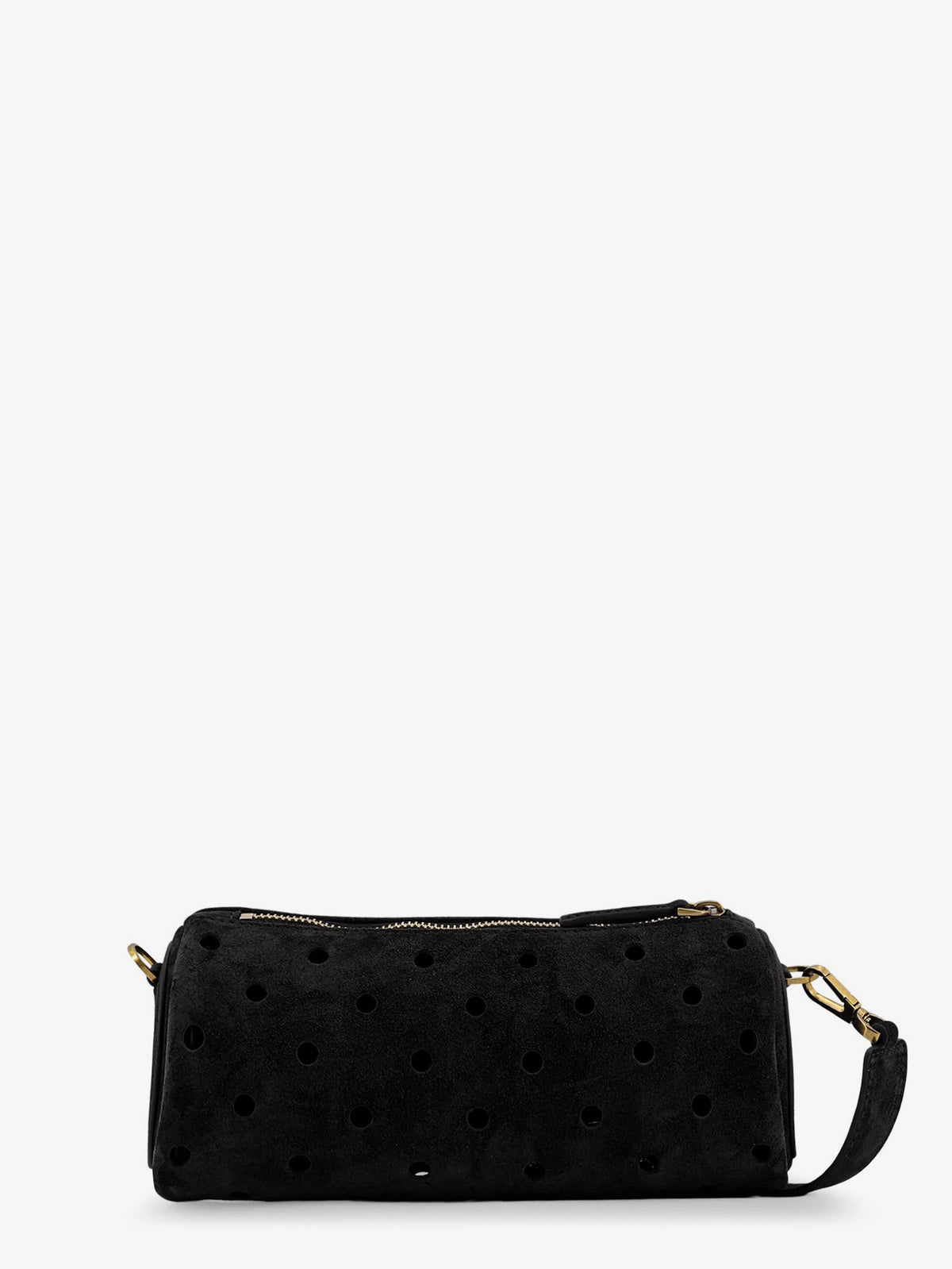 Manu Atelier Mini Cylinder suede crossbody bag - Black