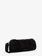 Manu Atelier Mini Cylinder suede crossbody bag - Black