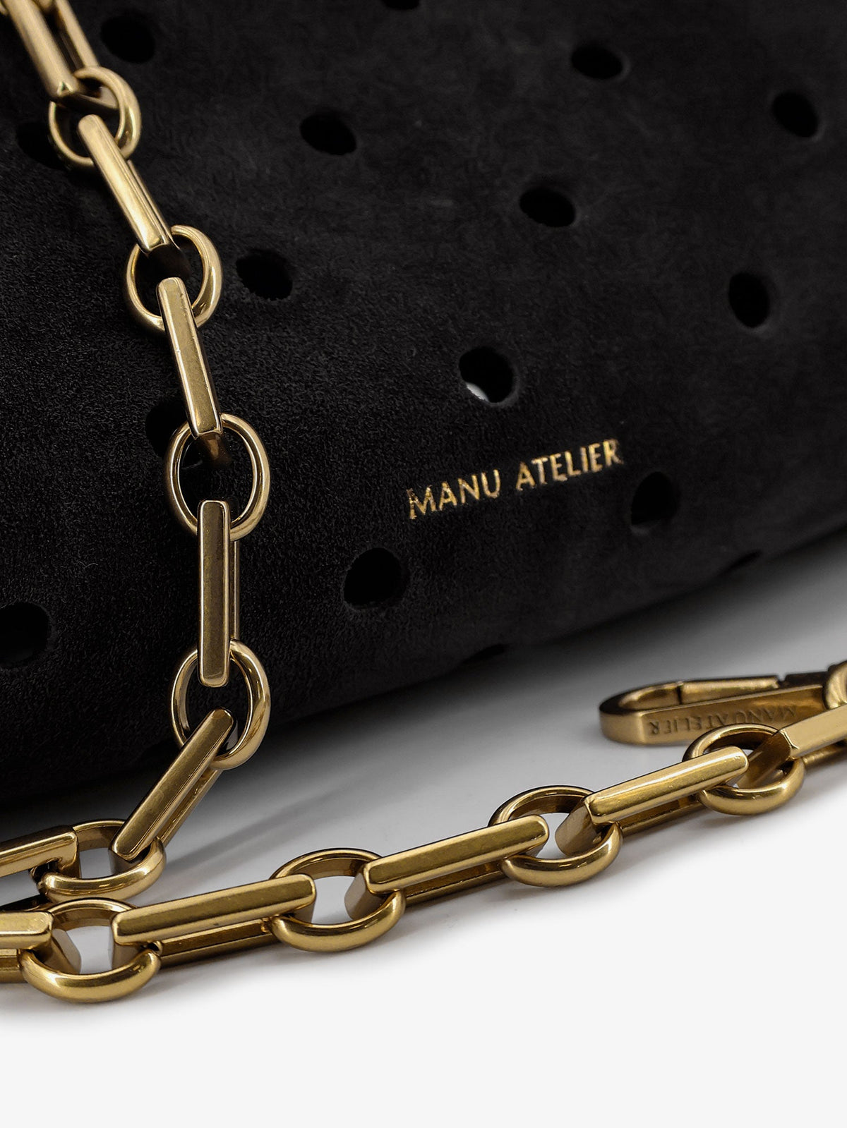 Manu Atelier Mini Cylinder suede crossbody bag - Black