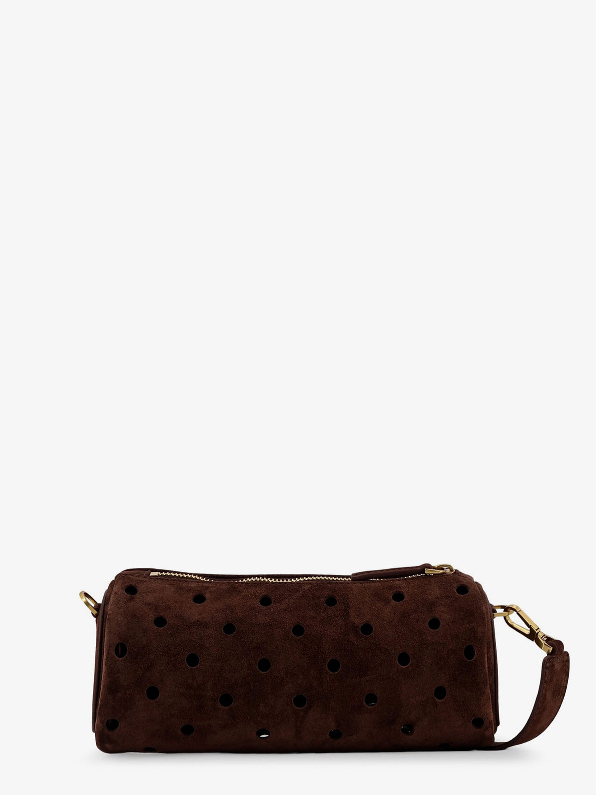 Manu Atelier Mini Cylinder suede crossbody bag - Deep Brown