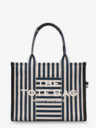 Marc Jacobs The Large Tote canvas handbag with front embroidered logo - Blue Sea Multi
