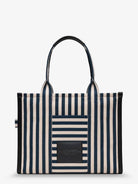 Marc Jacobs The Large Tote canvas handbag with front embroidered logo - Blue Sea Multi