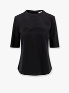 Max Mara Peter wool t-shirt with embossed frontal logo - Nero