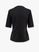 Max Mara Peter wool t-shirt with embossed frontal logo - Nero