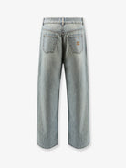Miu Miu Cotton Jeans with Logo Lettering embroidery - Celeste