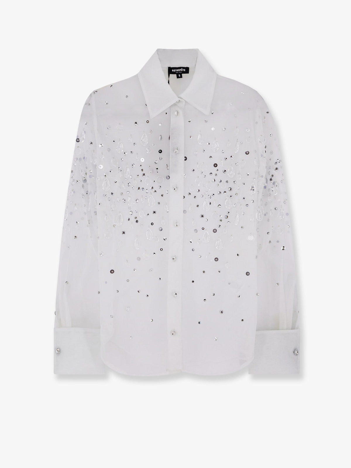 Retrofete Eugenia shirt with all-over rhinestone details - Seychelles