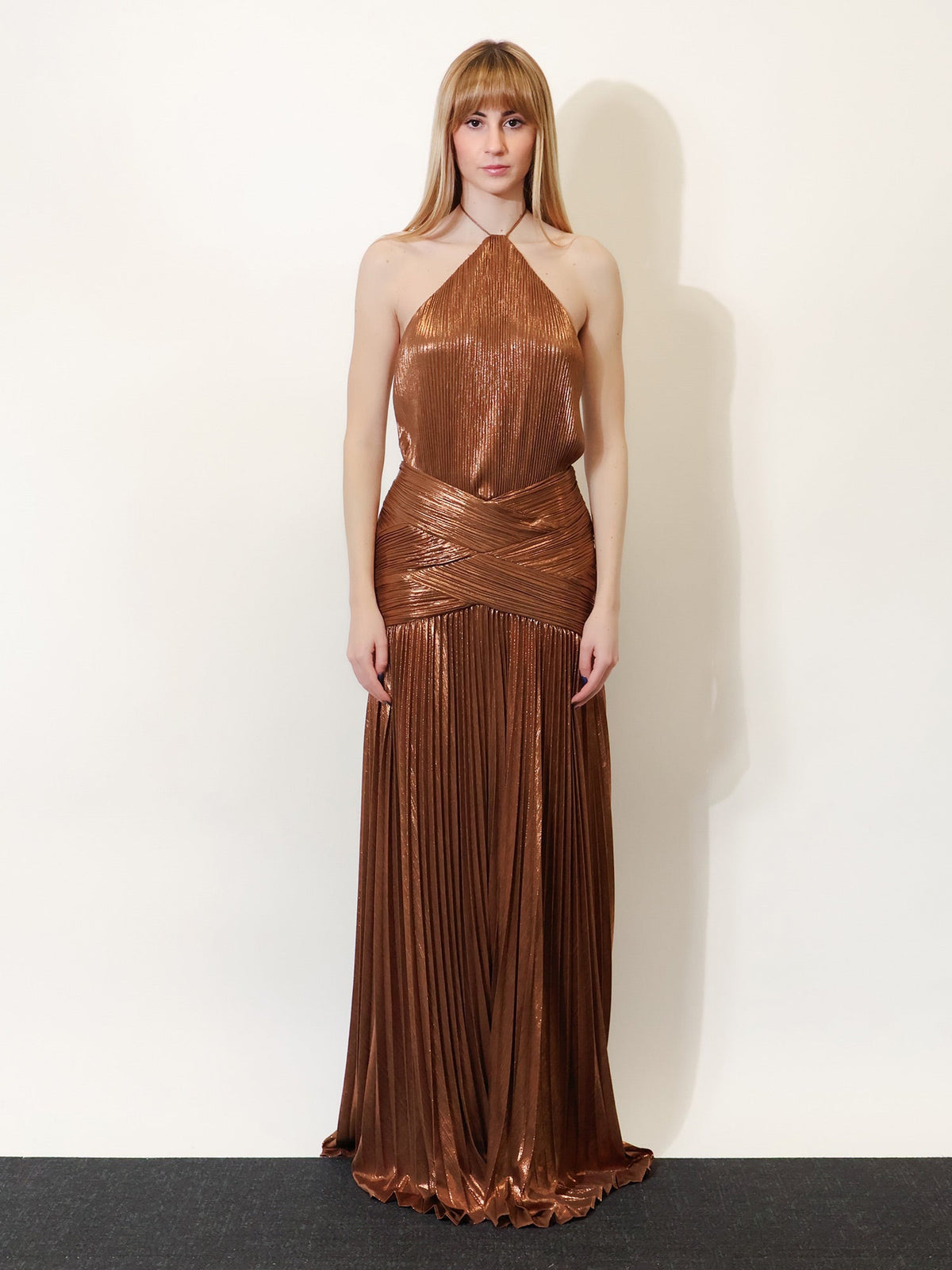 Retrofete Amberley pleated dress - Sepia