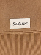 Saint Laurent Certified cotton sweatshirt with logoed label - Marrone