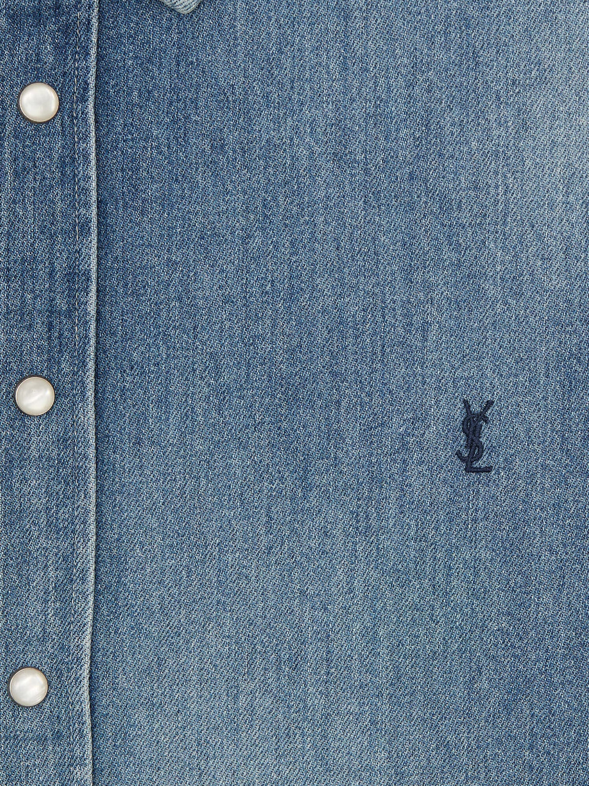 Saint Laurent Cassandre Horizon Blue Denim Shirt