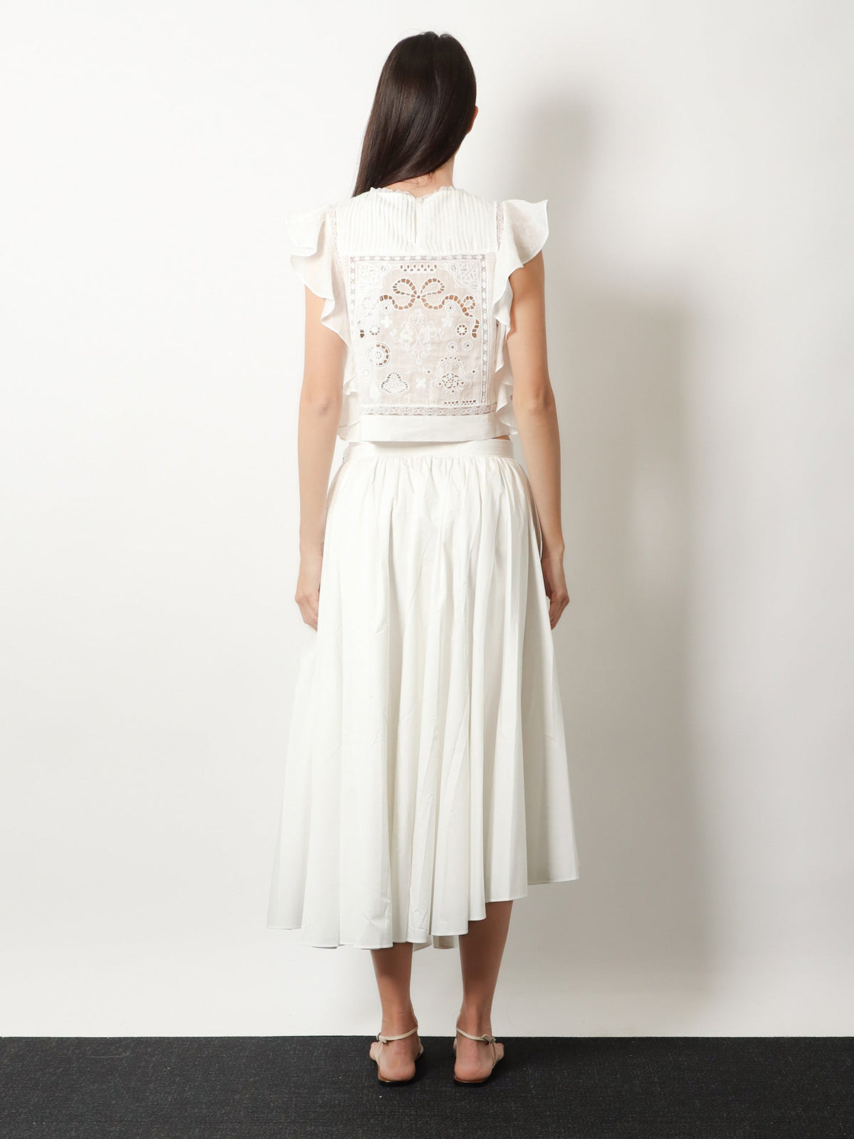 Self-Portrait Asymmetrical cotton skirt - White
