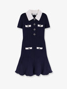 Self-Portrait Ribbed mini dress - Navy