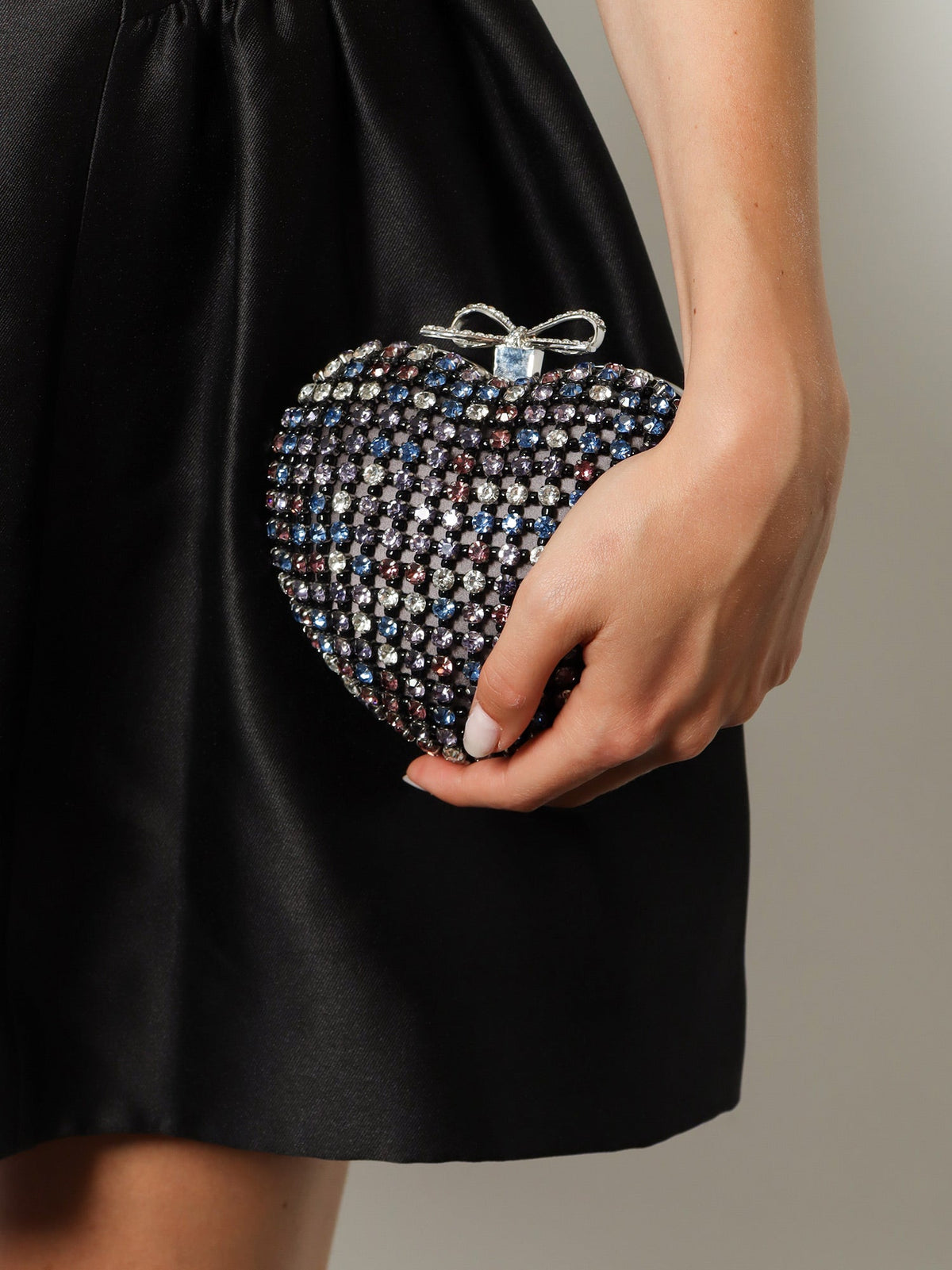 Self-Portrait Crystal heart clutch bag - Multi Coloured