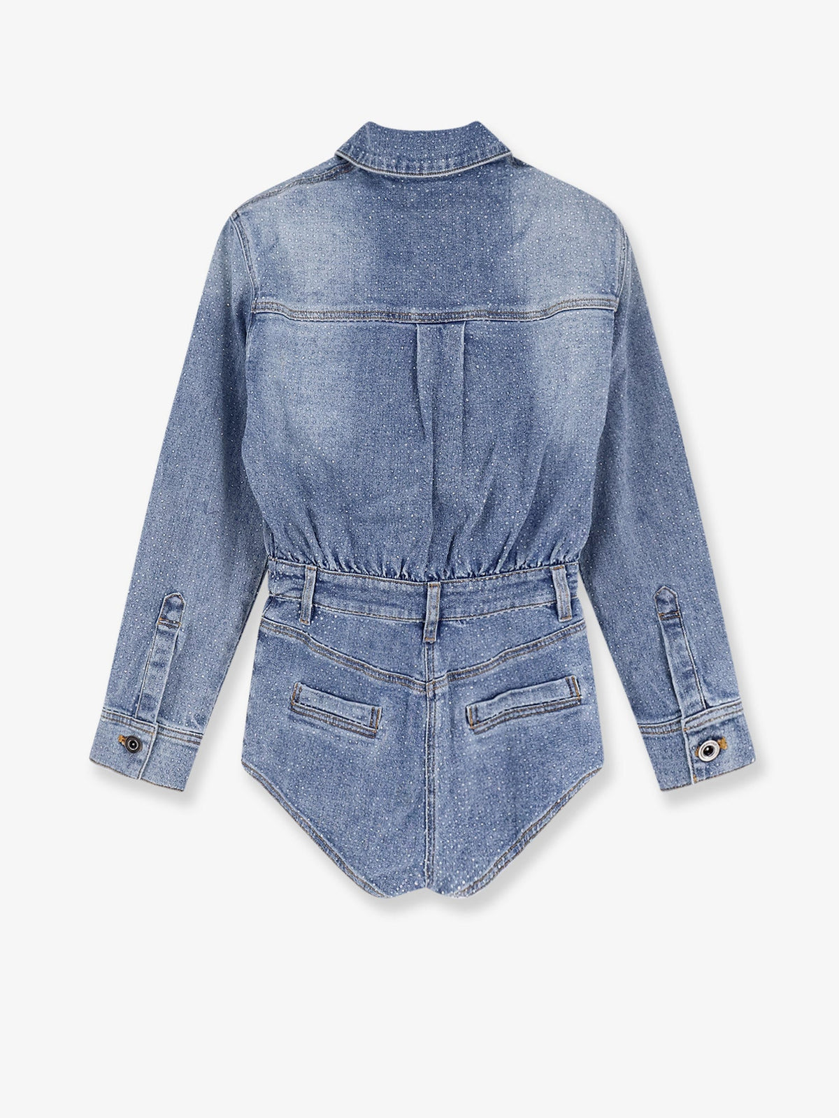Self-Portrait Denim jumpsuit with rhinestones - Blue