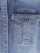 Self-Portrait Denim jumpsuit with rhinestones - Blue