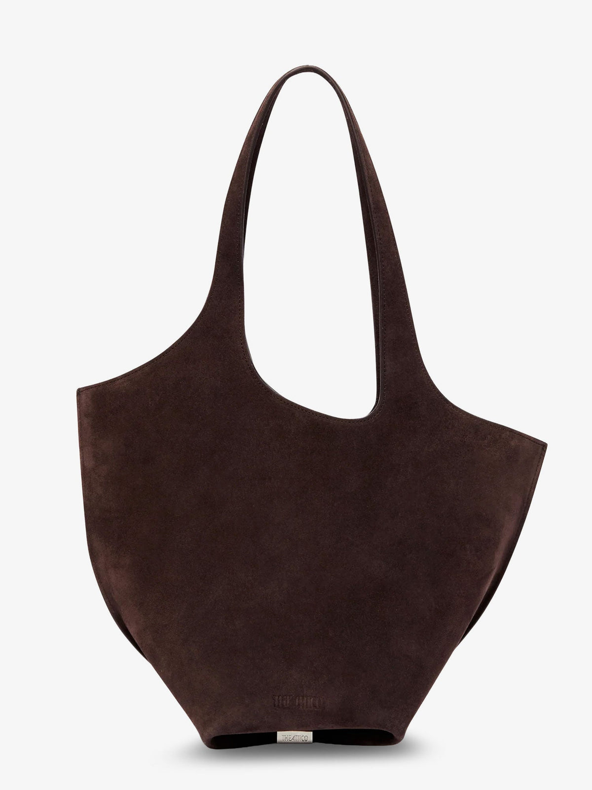 The Attico La Scoop suede shoulder bag - Dark Brown