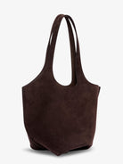 The Attico La Scoop suede shoulder bag - Dark Brown