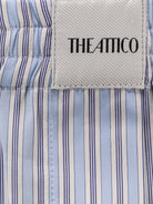 The Attico Striped cotton shorts - Light Blue White