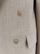 The Frankie Shop Newark double-breasted mélange virgin wool blazer - Beigemelange