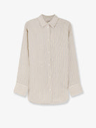 Toteme Oversized striped silk shirt - Beige Brown