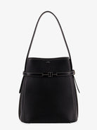 Toteme Hammered leather bucket bag with strap on the front - Black