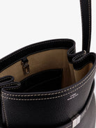 Toteme Hammered leather bucket bag with strap on the front - Black