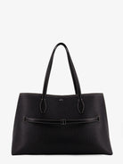 Toteme Leather shoulder bag with lettering logo on the front - Black