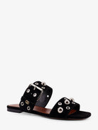Valentino Garavani Suede sandals with side metal VLogo - Black