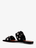 Valentino Garavani Suede sandals with side metal VLogo - Black