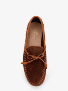 Valentino Garavani Palm Avenue leather and suede boat shoe - Bark Brown Roasted Pecan