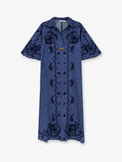 Zimmermann Aster long denim dress with contrasting embroidery - Railwayblue