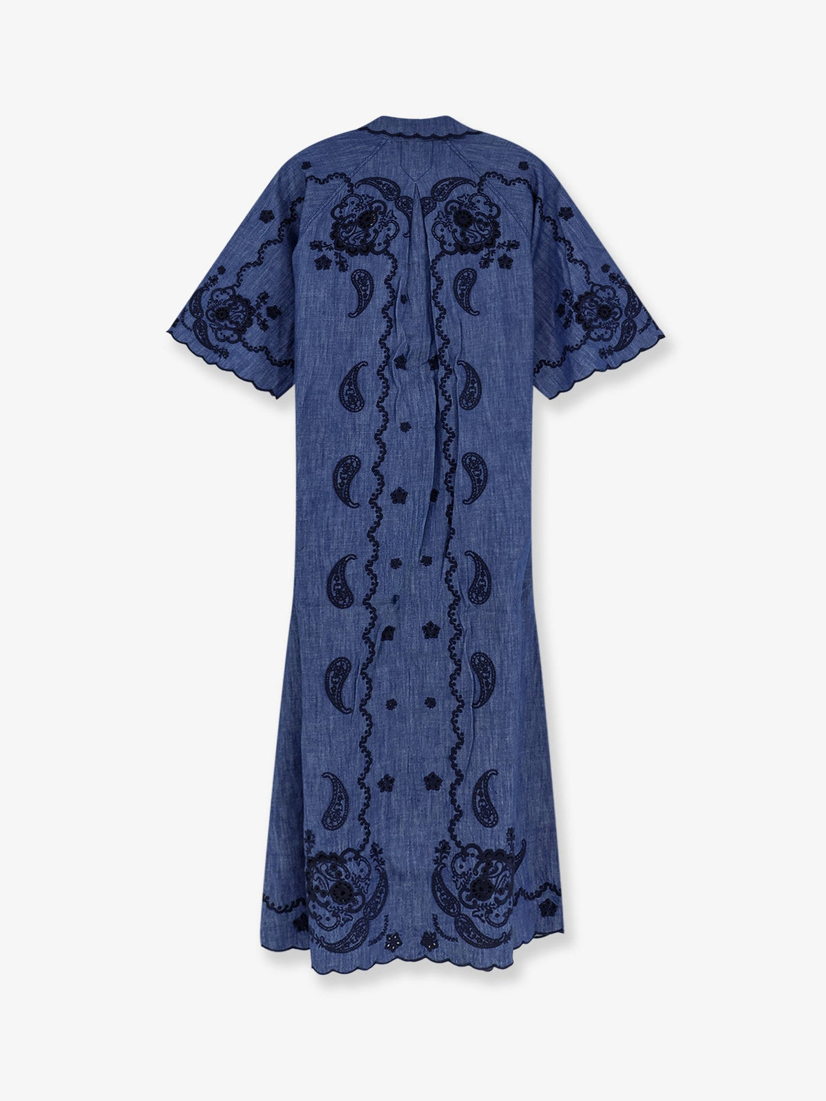 Zimmermann Aster long denim dress with contrasting embroidery - Railwayblue
