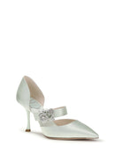 Roger Vivier Efflorescence Dorsay satin Pumps - Acquamarina