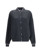 Brunello Cucinelli Techno cotton and cashmere interlock Bomber Jacket - Anthracite