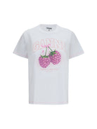 Ganni Cotton raspberry T-shirt - Bright White