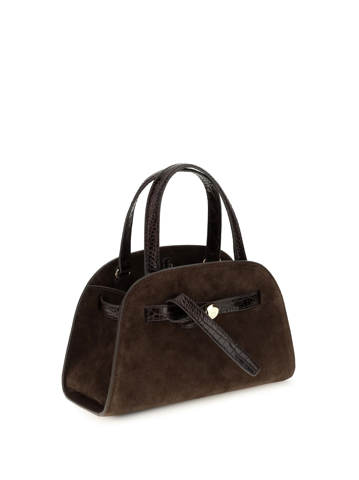 Tory Burch Small Romy suede Top Handle Bag - Dark Cocoa