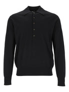 Dries Van Noten Muano Polo Shirt In Wool - Black