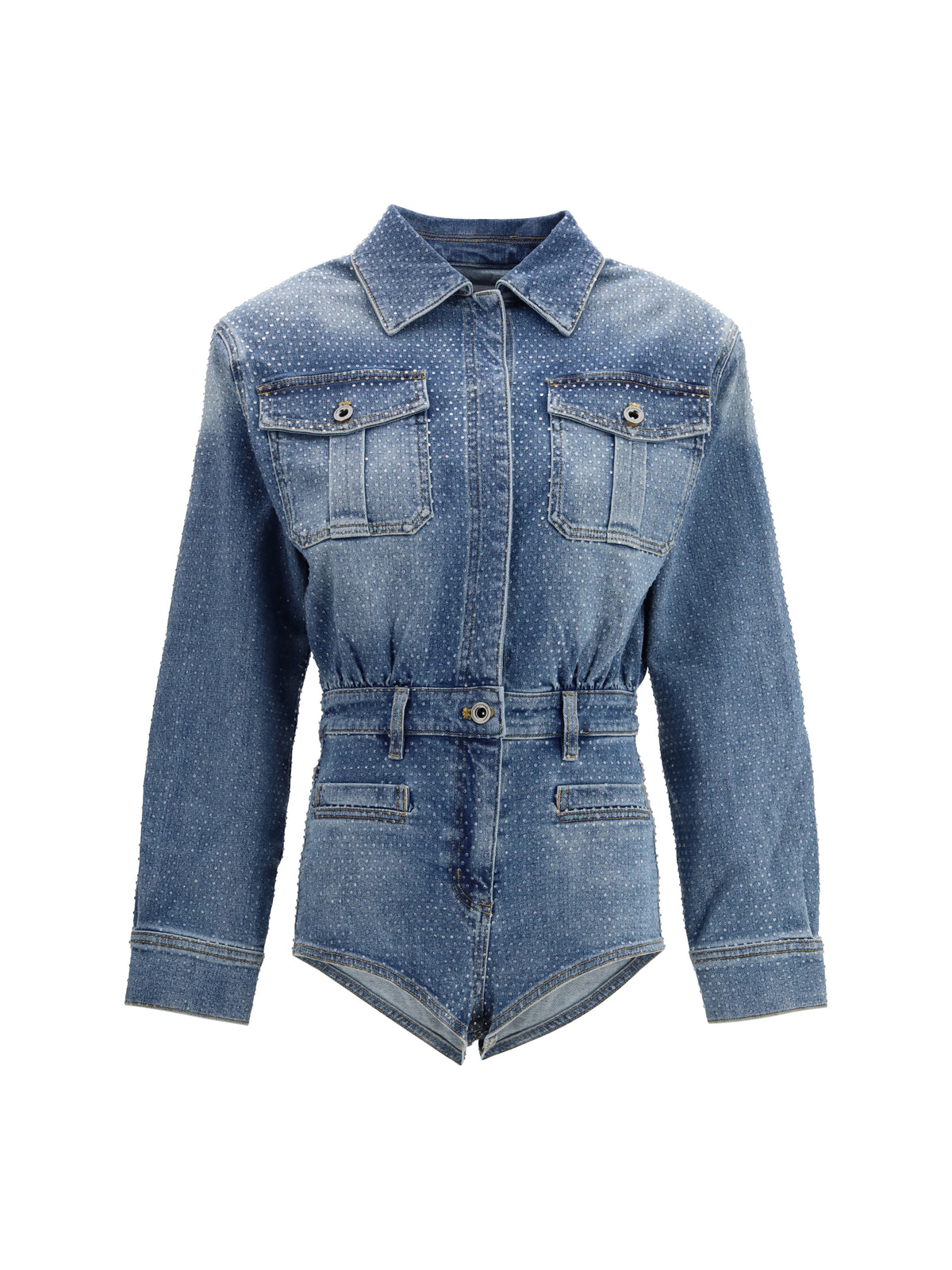 Self-Portrait Rhinestone denim Jacket - Blue