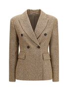 Brunello Cucinelli Virgin wool Donegal Jacket with monili - Olio