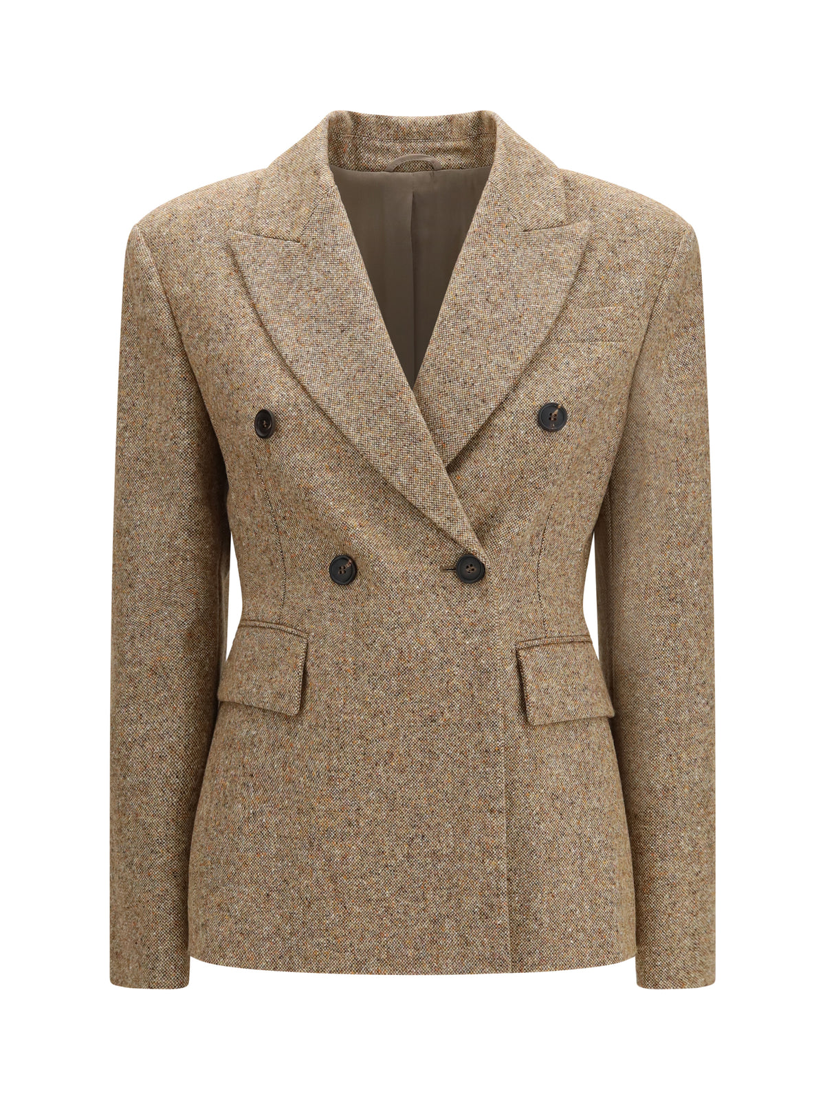 Brunello Cucinelli Virgin wool Donegal Jacket with monili - Olio