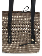Loewe Medium Braid Basket Shoulder Bag in Iraca palm and calfskin - Khaki/Natural