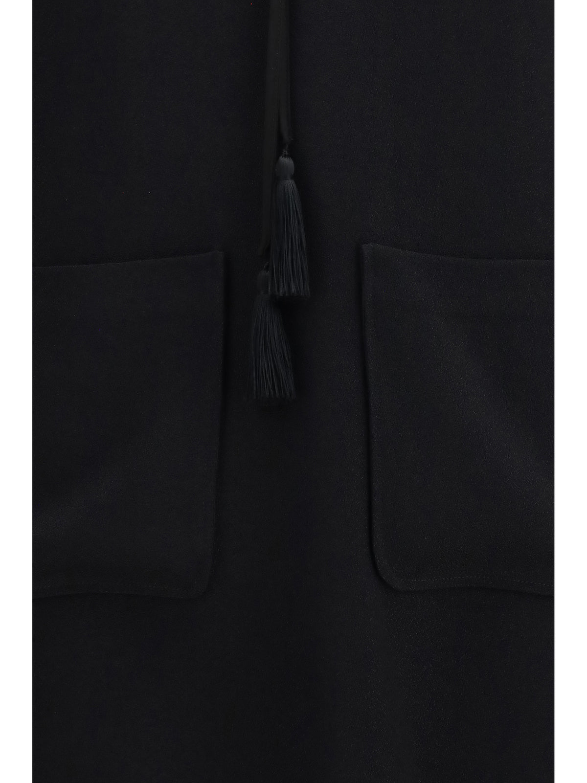 Forte_forte Georgette and crêpe Long Dress with bow and tassels - Black