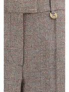Burberry Tailored linen and wool-blend Pants - Soap Beige/Brown Chk