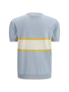GCDS Logo script crewneck with short sleeves - Pale Blue/Yellow